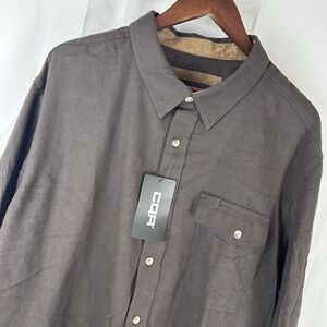 CQR‎ Men's Flannel Shirt Sz XL Brown Cotton Button Up Casual Workwear Party